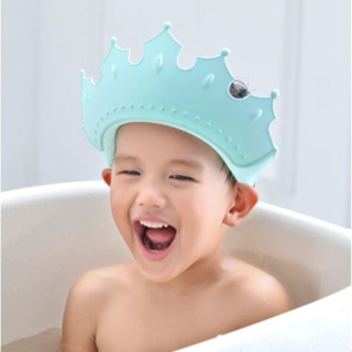 Mũ gội đầu chắn nước làm cay mắt bé hình vương miệng chất liệu nhựa an toàn