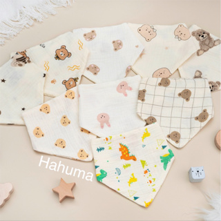 Khăn yếm xô tam giác Muslin quàng cổ cho bé có cúc bấm