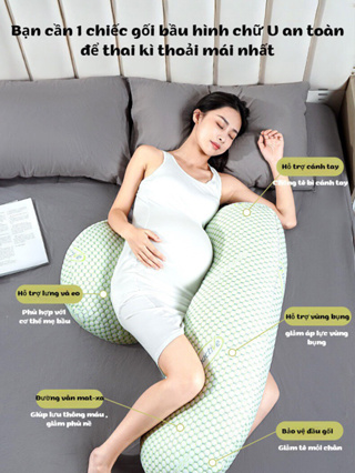 Gối bầu cánh tiên KidAndMom 2in1 vải Cotton cao cấp chữ H có kèm gối ôm