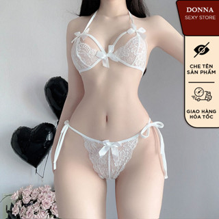 Bộ đồ lót ren sexy DL06 gồm áo lót gợi cảm và quần chip cột dây siêu quyến rũ - Ảnh 3