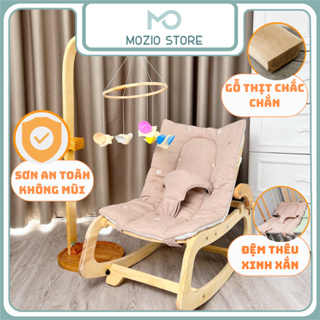 Ghế bập bênh chân gỗ đa năng ROCKING CHAIR Hugme 2026 cho bé nằm ngủ thư giãn ghế rung cho bé
