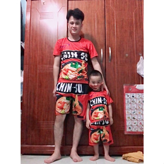 Bộ quần áo Hài Hước CHINSU 10KG đến 118KG, Đồ Bộ gia đình hội nhóm, đi biển thun lạnh họa tiết mì tôm - Ảnh 2