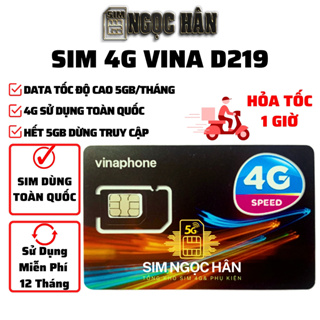 Sim Vinaphone D219 Trọn Gói 1 NĂM - DATA 4G 60GB/ NĂM  - SIM NGỌC HÂN