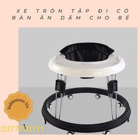 Xe tròn tập đi cho bé 6 tháng đến 2 tuổi có bàn ăn dăm gấp gọn chất liêu nhựa cao cấp va thép siêu bền
