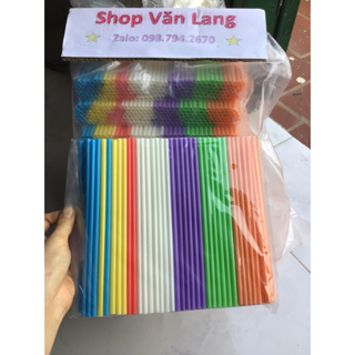 1000 ống hút nhựa 7 sắc màu loại đẹp dài 22cm