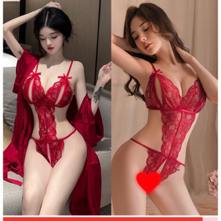Bộ đồ lót ren hoa dáng liền hở đáy sexy cho bạn gái B65 - Ảnh 2