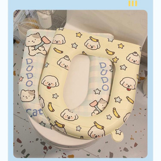 Miếng lót bồn cầu hoạ tiết hoa lá màu sắc xinh xắn decor nhà tắm - Đệm lót bệ ngồi toilet chống thấm nước nhanh khô