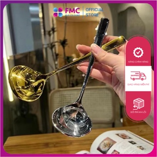 Thìa, Muôi / Vá Múc Canh Inox 304 Mạ Vàng, Bạc Cao Cấp Bóng Loáng Dày Dặn Bền Đẹp 20.5cm