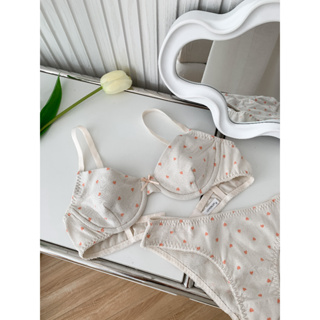 G04 LITTLE HEART SET Đồ Lót Có Gọng LEPONLEP Cotton Hoạ Tiết Trái Tim