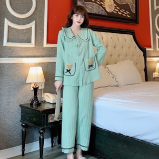 Bộ bầu dài tay mặc nhà kết hợp sau sinh hình gấu B03