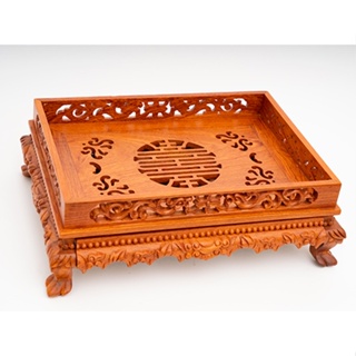 KHAY ĐỰNG ẤM CHÉN GỖ HƯƠNG - KHAY TRÀ CHÂN QUỲ GỖ HƯƠNG ĐGTA trạm khắc tinh xảo
