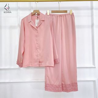 Đồ bộ sau sinh cho mẹ BONNA quần có chun cúc điều chỉnh các nấc tiện lợi, cúc có thể mở sau sinh cho con bú B062 - Ảnh 2