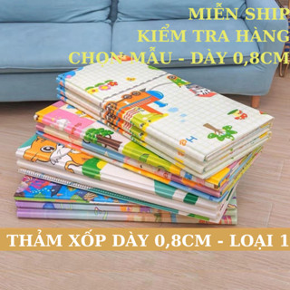 Thảm xốp gấp gọn xpe LOẠI DÀY 0.8cm 2 mặt trải sàn cho bé bò chống thấm chọn mẫu loại 1 Chiếu Ngủ Văn Phòng 1,8x2m