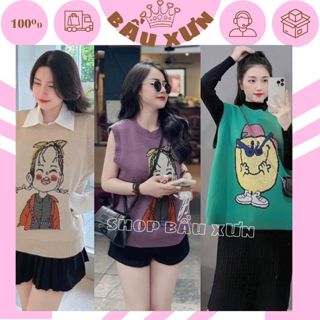 ÁO BẦU GILE LEN CÔ GÁI VITAGE DỄ THƯƠNG M299, GILE BẦU DỆT KIM KIỂU DÁNG HÀN QUỐC TRẺ TRUNG CHO MẸ BẦU