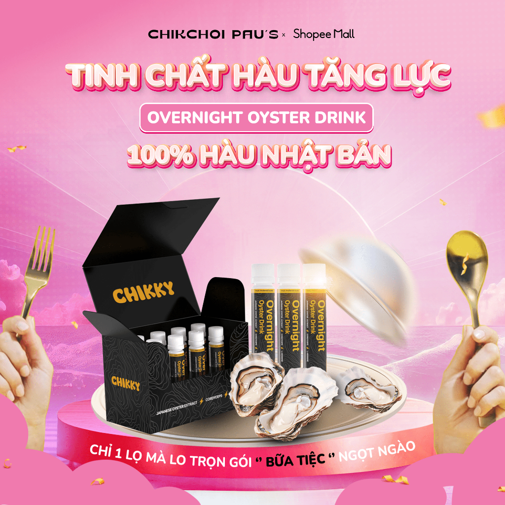 Tinh Chất Hàu Tăng Lực Chikky Overnight Oyster Drink CHIKCHOI PAUS, Hỗ Trợ Tăng Cường Sức Khỏe Nam Giới 30ml X 8 Chai