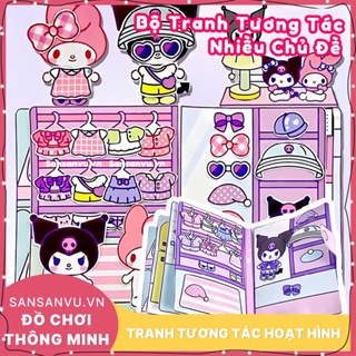 Bộ tranh tương tác hoạt hình Sansanvu nhiều chủ đề đa dạng dễ thương cho bé