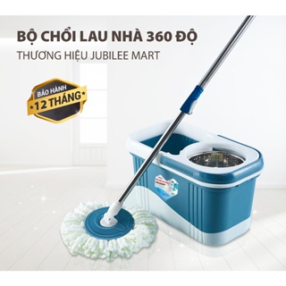 Miễn Phí Vận Chuyển - Bộ Chổi Lau Nhà Thông Minh Tự Vắt Xoay 360 Jubilee Mart thấm hút nhanh chóng với sợi bông microfer