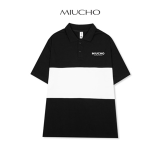 Áo thun polo unisex form rộng có cổ Miucho PP003 phối 2 màu chất vải cotton co giãn in localbrand