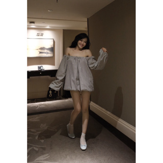 IRENE TOP - Áo trễ vai form bí tay dài cotton co giãn