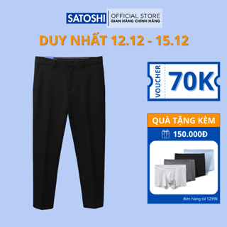 Quần Tây nam Satoshi SAQT17 lưng thun cố định form slimfit màu xám đen navy chất cotton co giãn