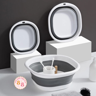 Chậu gấp gọn silicon đa năng. Chậu gấp gọn giặt quần áo thau rửa tay rửa mặt chậu tắm cho bé tiết kiệm diện tích 88331