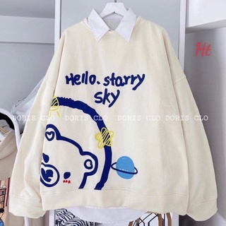 Áo nỉ cổ tròn gấu Hello TH6
