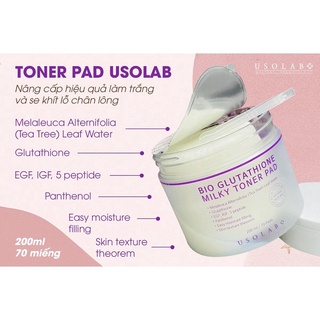 Toner Pad Trắng Da, Thu Nhỏ Lỗ Chân Lông Bio Glutathione MilkyToner Pad Usolab Hàn Quốc - Ảnh 2