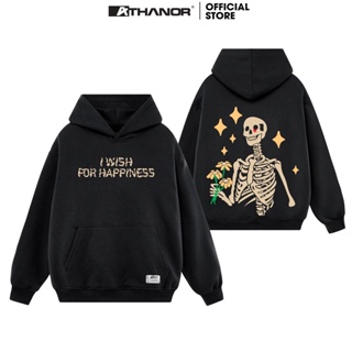 Áo Hoodie Athanor I WISH FOR HAPPINESS Mũ Trùm 2 Lớp Form Unisex Nỉ Bông Cotton