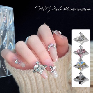 Charm địa cầu đá trái tim đính móng siêu xinh
