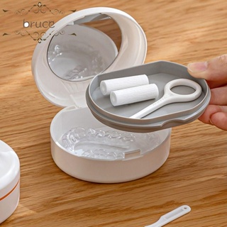 Hộp Đựng Răng Giả Hai Lớp Hình Vỏ Sò Có Gương