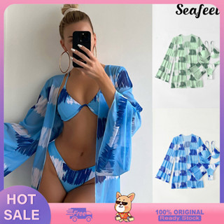 1 Bộ Đồ Bơi Bikini Ba Mảnh Lưng Cao Có Đệm Ngực Bằng Polyester Khô Nhanh Trang Trí Gợi Cảm Dành Cho Bạn Nữ