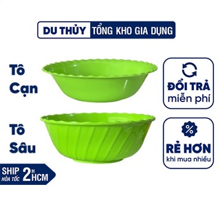 Tô nhựa Vĩnh Phát đựng cơm, canh, hủ tiếu bằng nhựa màu xanh, nhựa dẻo PE - Gia dụng Du Thuy HCM