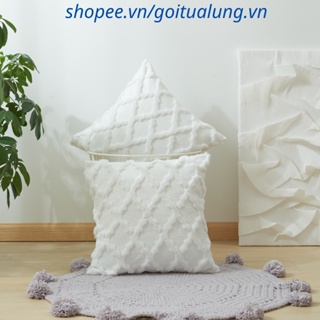 Gối tựa lưng, gối sofa, nhung lông đệt nổi vuông 45x45, hiện đại sang chảnh
