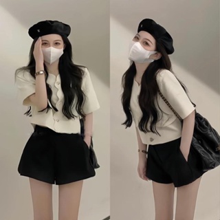 Set Dạ Nẹp Sóng Khuy Trái Tim Mix Quần Dạ 2 Lớp , Set Dạ Tweed Tay Cộc Kèm Ảnh Thật B35