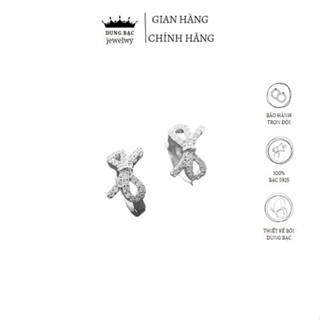bông tai bạc DUNG BẠC , bông tai nơ đính đá xinh xắn