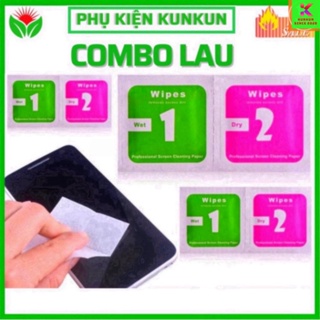 Khăn lau 1 và 2 mếng lau vệ sinh màn hình điện thoại  kunkun
