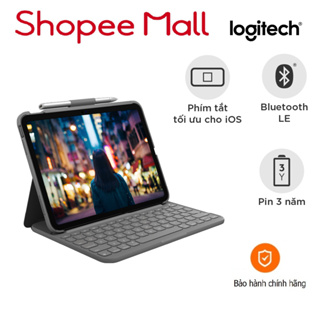 Bao da kèm phím Logitech Slim Folio dành cho iPad Gen 10  - Bluetooth, Pin 3 năm, chống thấm nước