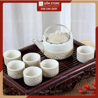 Bộ Ấm Chén Uống Trà, Bộ Ấm Chén Men Rạn Bát Tràng Cao Cấp - Gốm Store