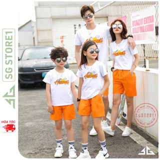 Bộ đồ gia đình 3/4/5 người nguyên set gồm áo và quần nổi bật - Chất thun dày dặn để đi biển BGD508  SGSTORE1