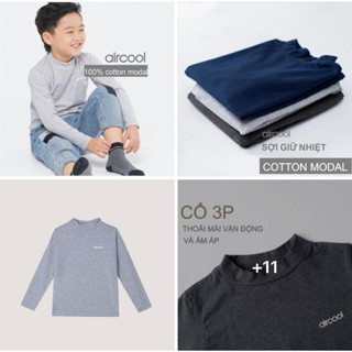 Áo giữ nhiệt cho bé trai AIRCOOL sợi cotton modan cao cấp, co giãn tốt cho bé từ 2-14 tuổi