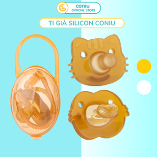 Ti Giả Silicon Coniu Cho Bé Siêu Mềm Mại, Hộp Đựng Bảo Vệ, Dây Xích Chống Thất Lạc, Kháng Khuẩn, BPA Free