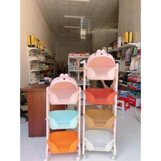 Kệ Gấu  Thỏ 3 tầng và 4 tầng đa năng có bánh xe 360 độ, Đựng đồ chơi,quần áo,sữa bỉm dành cho bé