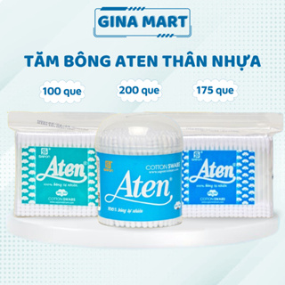 Tăm bông Aten cotton tiệt trùng kháng khuẩn thân nhựa người lớn túi zíp 100 cái 175 cái hộp 200 cái - Gina