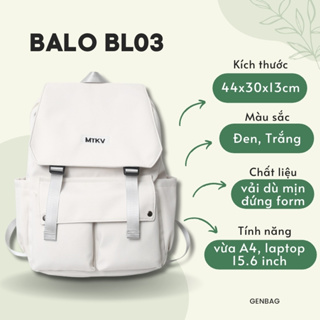 Cặp đi học nam nữ nhiều ngăn GENBAG balo học sinh ulzzang Hàn Quốc cỡ lớn BL03 - Ảnh 2