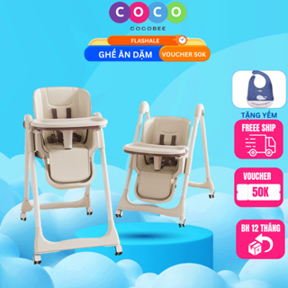 Ghế ăn dặm cho bé COCOBEE cao cấp điều chỉnh độ cao tặng kèm đệm lót, có bánh xe điều chỉnh đa năng