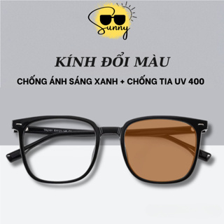 Mắt kính đổi màu chống tia UV, Lọc ánh sáng xanh, Thiết kế gạch ngang Basic Sunny LiLy Anna
