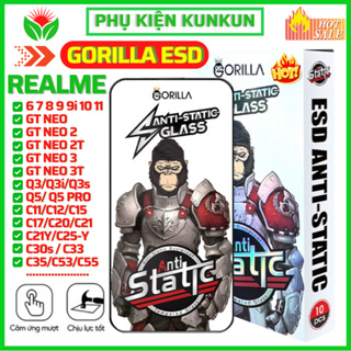 Kính cường lực Realme 11 10 9 9i 8 7 6 5 Pro C30s C51 C53 C55 C67 C17 C20 C11 C12 GT Neo 2 2T 3 5 Q5 Q3s Q3 Gorilla ESD