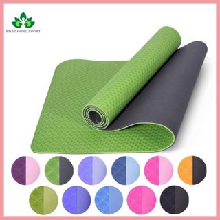Thảm tập yoga TPE 2 lớp 6mm TPE cao cấp mềm mại em ái , thấm hút mồ hôi, chống trơn trượt