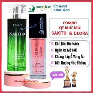 Combo 2 lọ xịt khử mùi hôi nách Deora clear và Sakito 50 ml