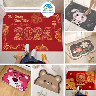 Thảm chùi chân Noel, thảm lau chân ngày Tết sắc đỏ, mẫu mới 2026, thảm Nhà Bếp Bali Giáng Sinh Chống Trơn Trượt 40x60cm